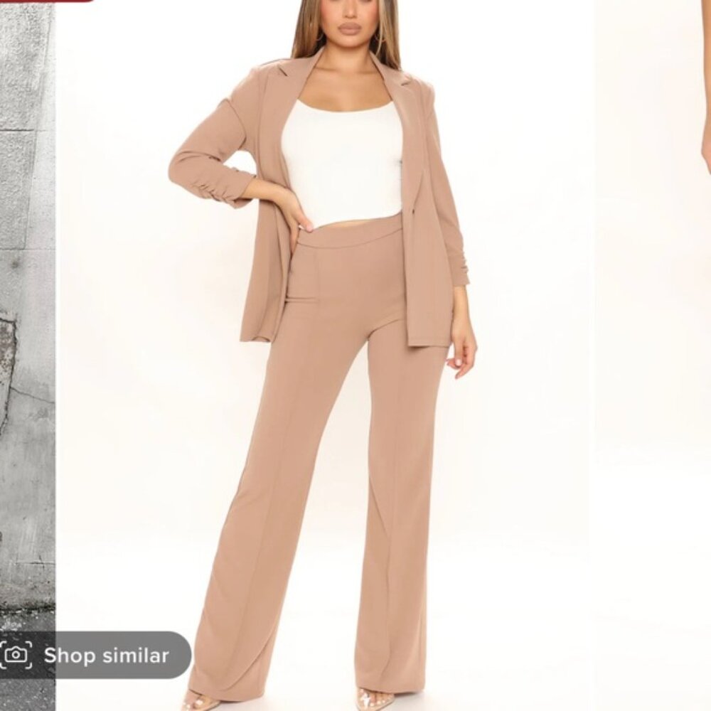 Fashion Nova Victoria High Waisted Dress Pants Taupe